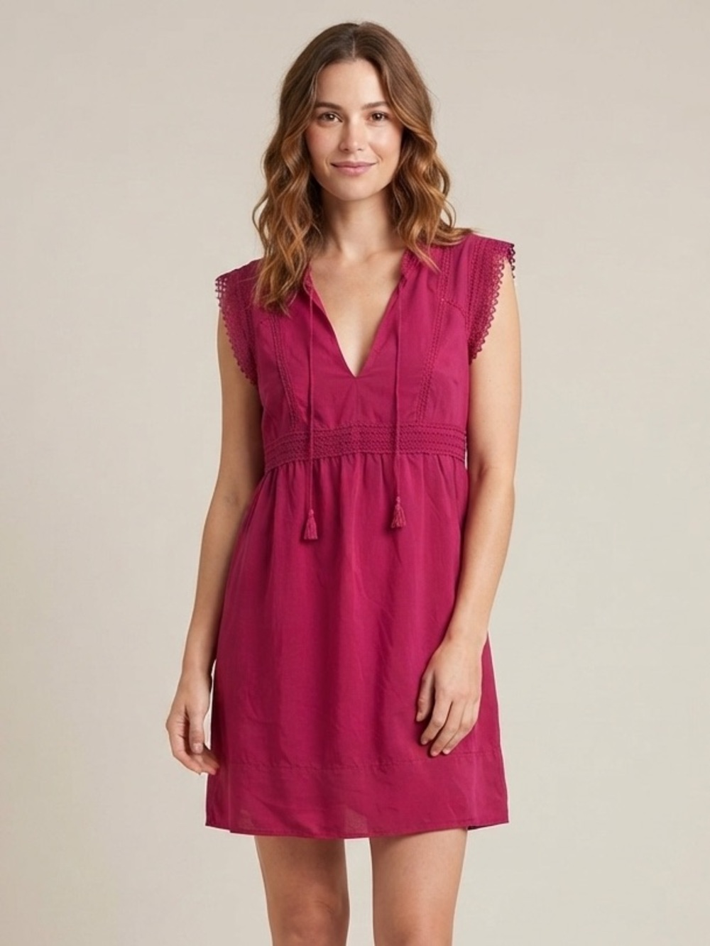 Sezane Sz 4 (36) Silk Pink Romantic Feminine Boho Mini Dress